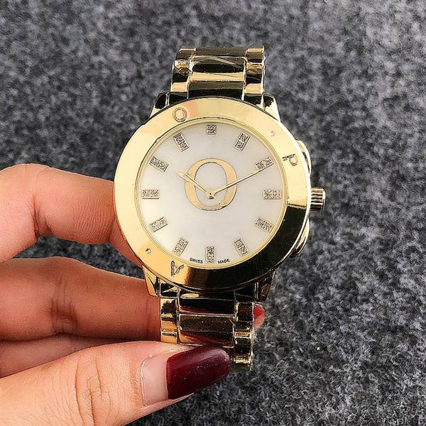 

fashion brand watches women girl big letters style metal steel band quartz wrist watch p42276h, Slivery;brown