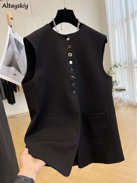 

women s vests black women spring vintage basic sleeveless outwear office lady leisure m 3xl loose temperament fashion chic all match 230330, Black;white