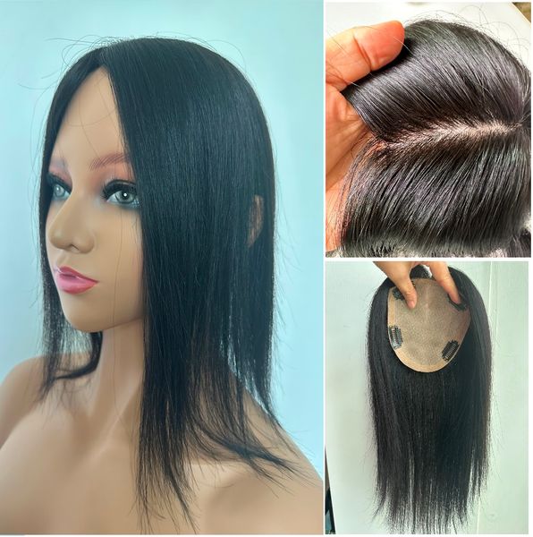 

100% virgin human hair er hairpiece toupee for women. 4.7 in x 5 in new silk base, 10in~20in, part closure, one-length,110% density., Black;brown