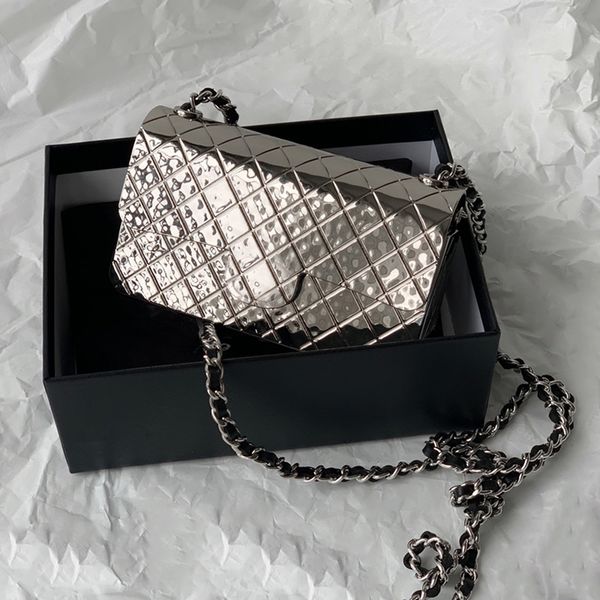 

womens classic mini flap metical gold/silver vanity bags tiny cosmetic case with metal chain crossbody shoulder handbags designer outodoor s