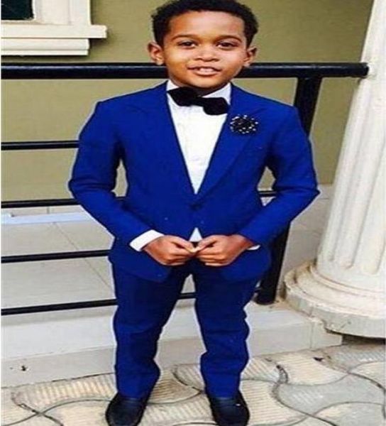 

slim fits royal blue young tuxedos children business suit kid birthday prom party sets jacketpantsbow tie handkerchief d716732276, Black