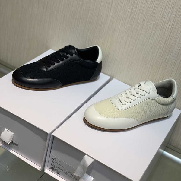 

the row high edition the * row 2023 early spring new casual mesh sneakers women's genuine leather flat bottom breathable and comfortabl, Black