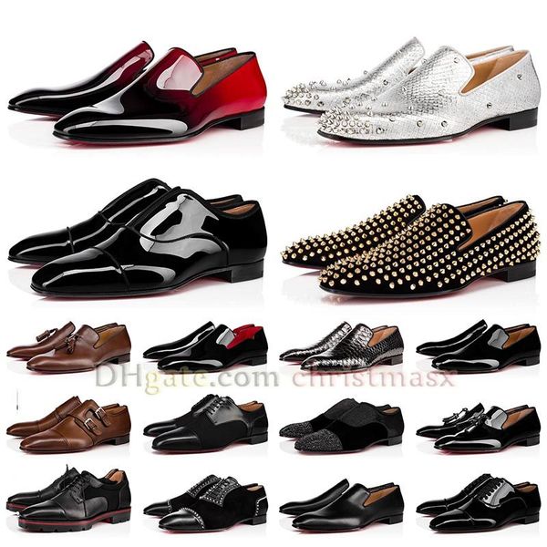 

2023 mens red bottom platform loafers dress shoes bottoms spike pointed toe suede patent leather rivets glitter dhgate louboutin vintage sho