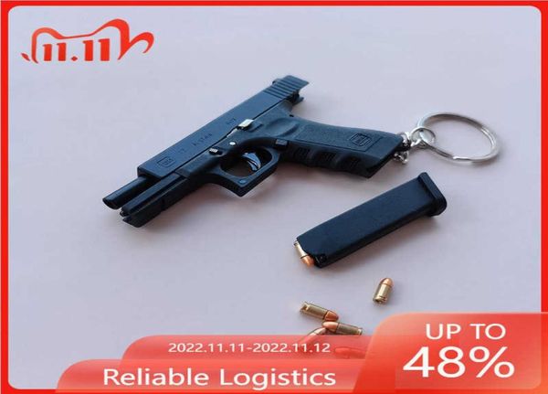 

gun toys 2022 metal pistol gun miniature model alloy empire 1 3 glock shell ejection keychain model ornament t2211051126602