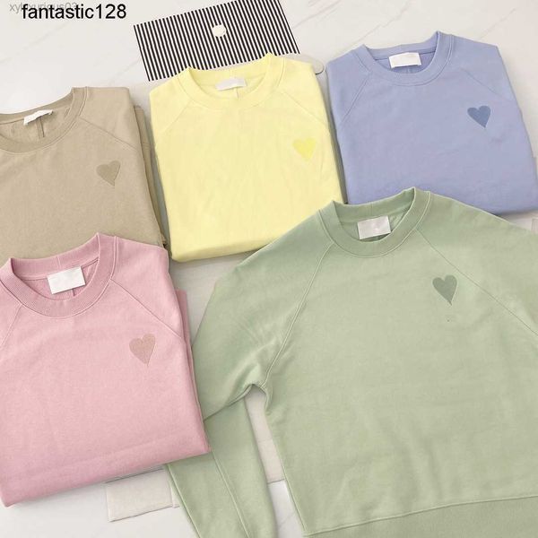 

23ss designer wonmen hoodie makaron colorful heart embroidery round neck sweater for men and women amis, Black