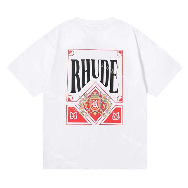 

rhude men's t-shirts designer oversized shirts card print luxury brand fashion shirt for men casual mens short sleeve tees cotton t313, White;black