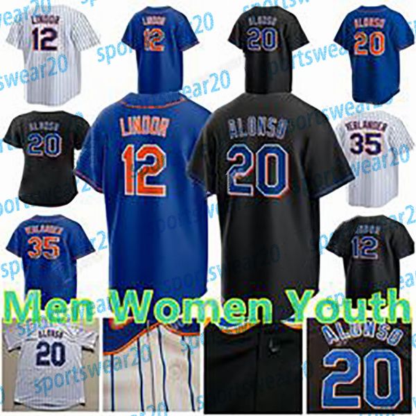 

2023 custom pete alonso francisco lindor baseball jersey justin verlander edwin diaz kodai senga javier baez starling marte jacob degrom dar, Blue;black