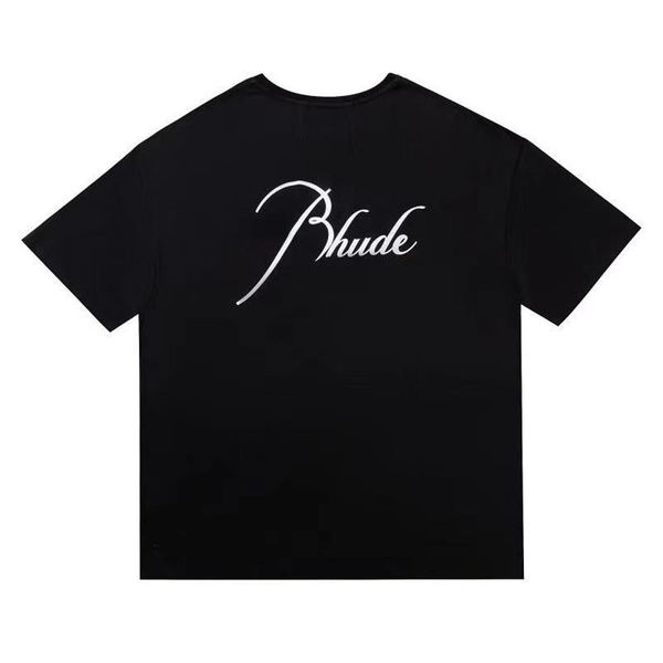 

23ss new men's t-shirt solid retro lettered logo print meisho high street loose men's and women's short sleeve t-shirt europe, White;black