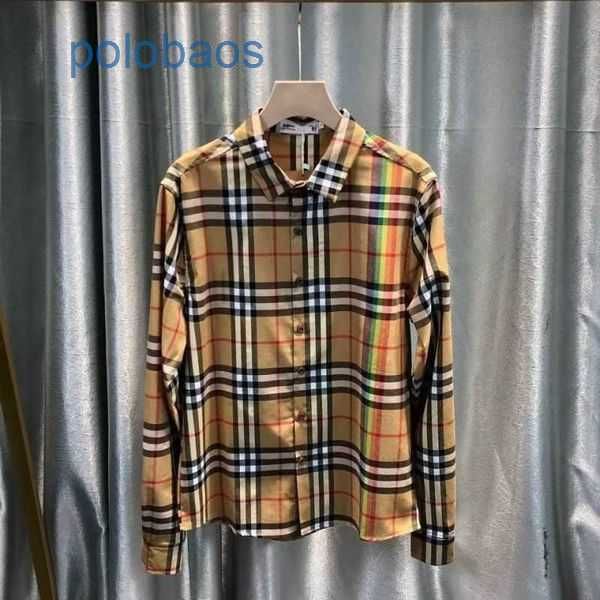 

burbersys clothes brand designer mens casual shirt rainbow plaid shirt classic patchwork ribbon casual qsnp, White;black
