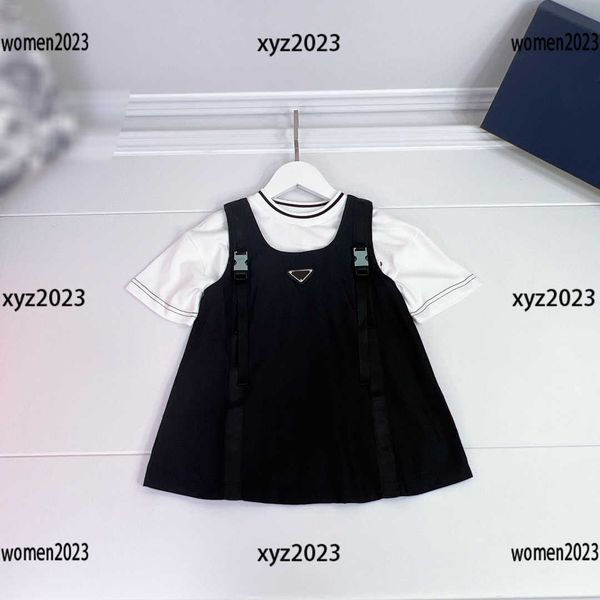 

kids clothes baby designer strap dress vogue child sets 2pcs petal t-shirt and khaki skirt tracksuit size 100-150 cm mar01, White