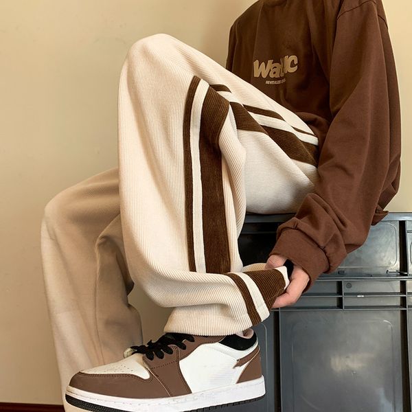 

men s pants baggy striped sweatpants for men straight leg fashion hip hop streetwear harajuku trousers casual bottoms y2k male clothes 23033, Black