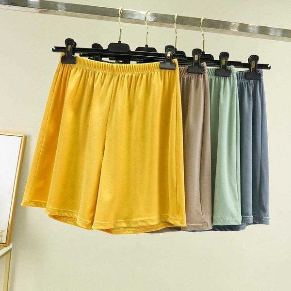 

thin ice silk modal shorts summer high waist wide leg pants loose all matching, White;black