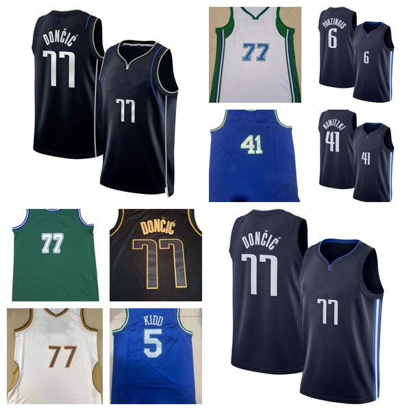 

basketball jersey 77 doncic dirk 41 nowitzki giannis, Black;red