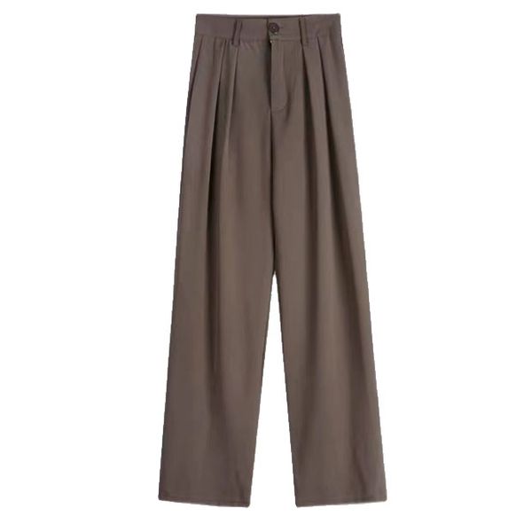 

solid color high waist suit pants women spring summer sports pants relaxed casual drop feel wide leg pants women nine point floor sweeping, Black;white