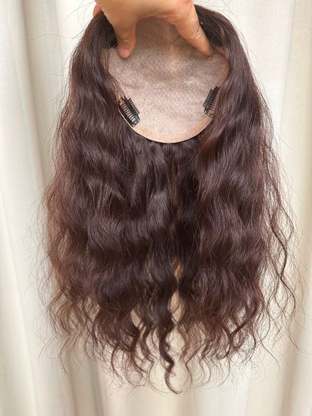 

new fashion wavy virgin human hair er toupee for women,5"x6" silk to edge brown black hairpiece, one length, 14",18", Black;brown