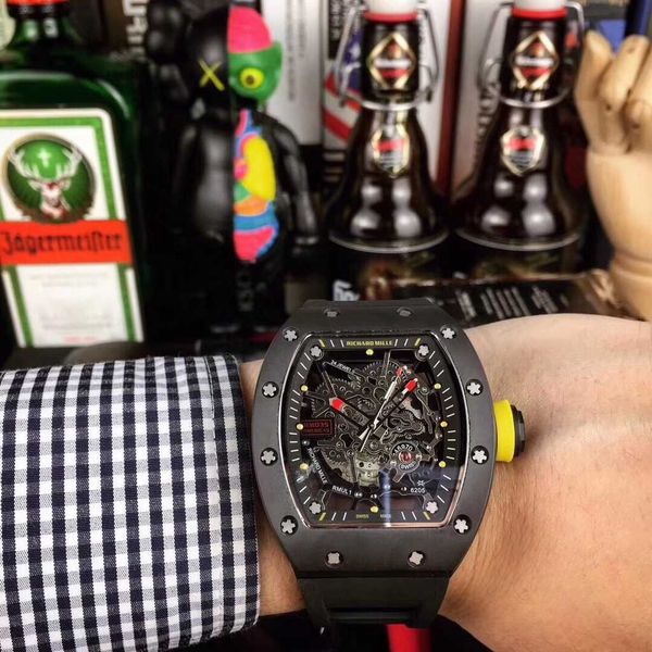 

luxury mechanical watch richar mills rm035 swiss automatic movement sapphire mirror imported rubber watchband mbpn g3mh, Slivery;brown