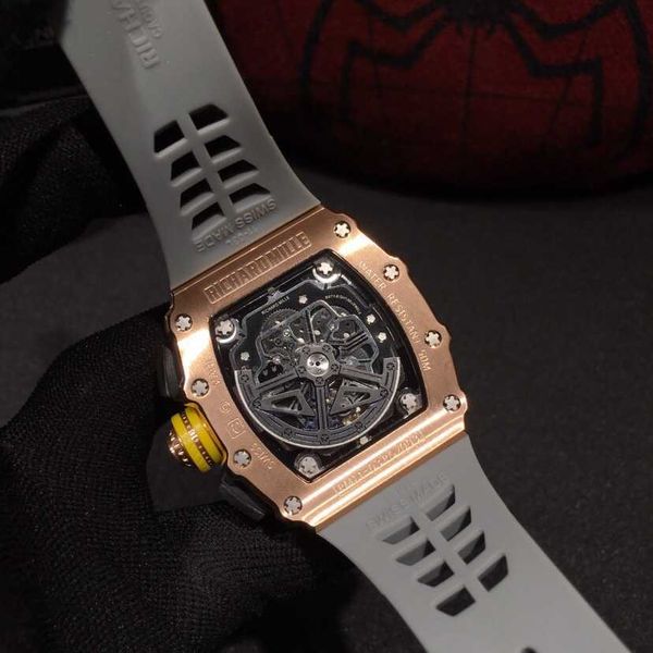 

luxury mechanical watch richar mills rm11-03 swiss sapphire mirror rubber watchband with automatic movement qbiz, Slivery;brown