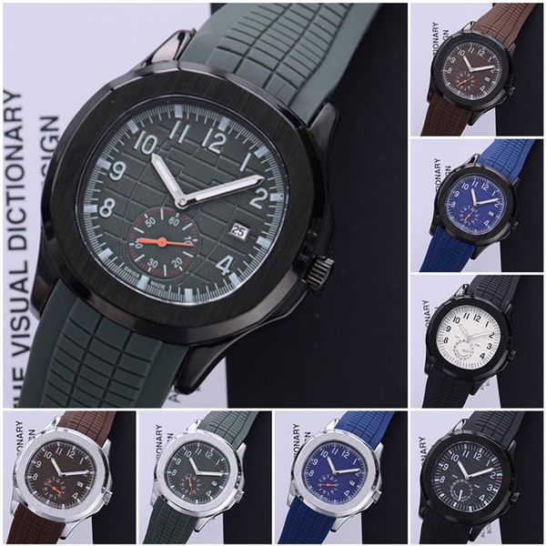 

17styles fashion sport 43mm quartz mens watch silicone rubber strap watches good quality196p, Slivery;brown
