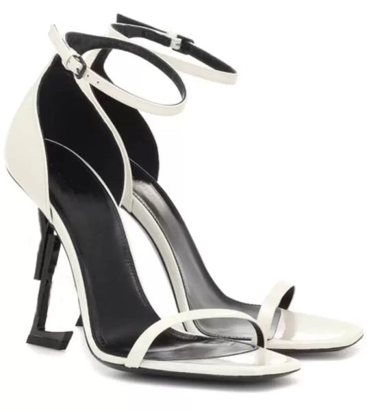 

luxury brands designer sandals women high heels sandals pumps opyum 110mm leather sandal black patent leathers pump open toe thin heeled