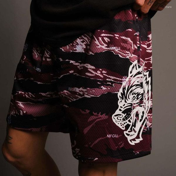 

men's shorts gyms men quick dry for running fitness sport male training camo short pants man, White;black
