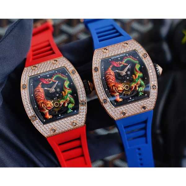 

luxury mechanical watch richar mills rm51-01 swiss automatic movement sapphire mirror imported rubber strap j64n, Slivery;brown