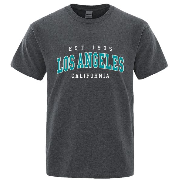 

men's t-shirts est 1905 l0s angeles california letter print t shirt men fashion tshirts summer cotton cotton loose street hip hop t-sh, White;black