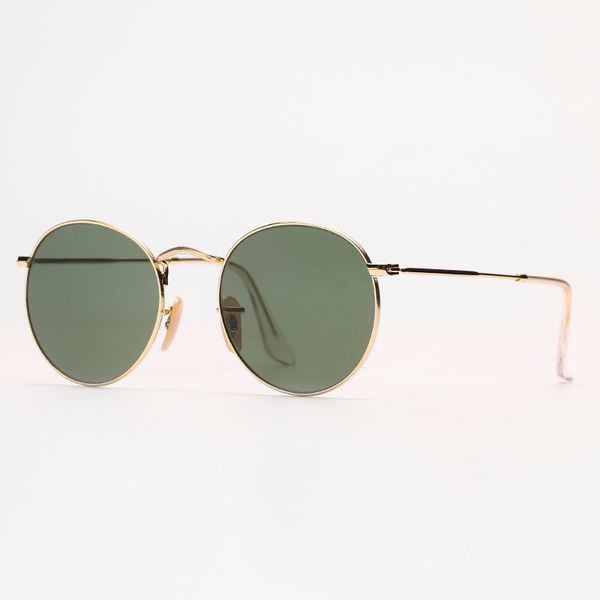 

women fashionround sunglasses mens sunglass driving metal sun glasses uv protection glass lenses with leather case, White;black