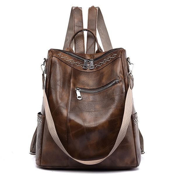 

school bags 2023 trend soft pu leather women luxury backpack purses female book bag big capacity travel rucksack shoulder 230331