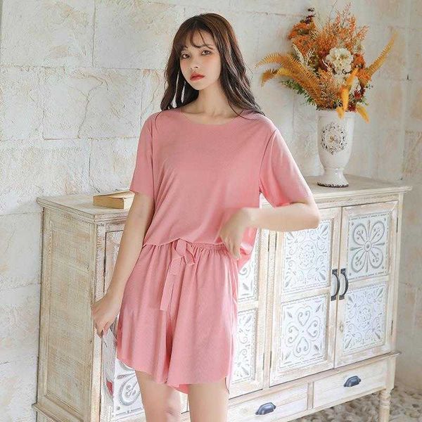 

thin large size pajamas womens ice silk two piece suit casual summer loose mom