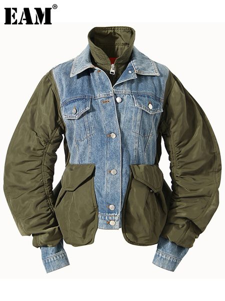 

women's trench coats eam loose fit green denim big size pleated jacket lapel long sleeve women coat fashion spring autumn 2023 1de4273, Tan;black