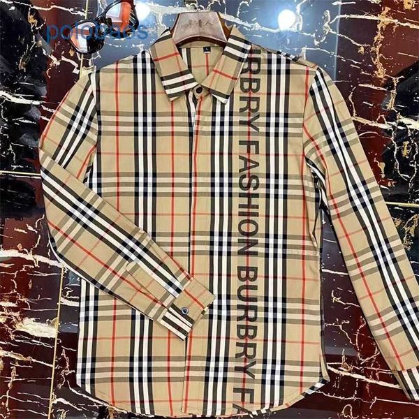 

brand burbersys clothes men's t shirts mens jackets coats spring and autumn new style b family long sleeve plaid shirt net red classic, White;black