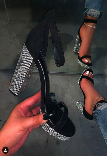 

plus size 3643 women super high heels sandals bling platform sandal crystal heeled party shoes black sandalias mujer 8194l5972593