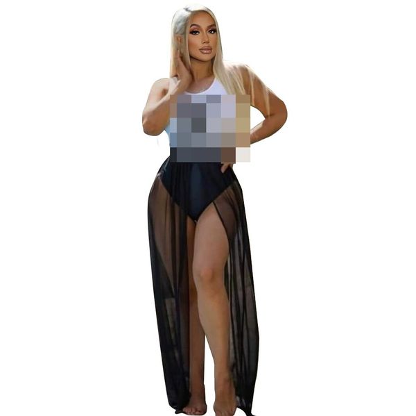

dd9998 women's swimwear new black mesh skirt fashion printed swimwear, White;black