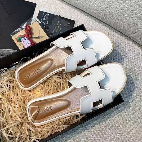 

beach designer sandals flat women's flat leather slippers beach oranong summer iekb