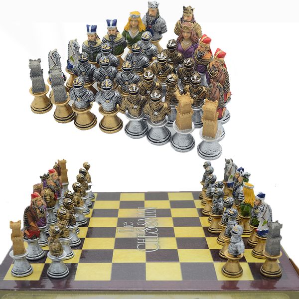

chess games three dimensional figure theme chess hand painted character pieces luxury board knight resin collection 230331