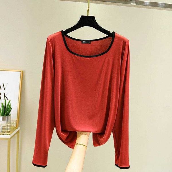 

spring and autumn square collar bottoming shirt womens solid color inner wear, White