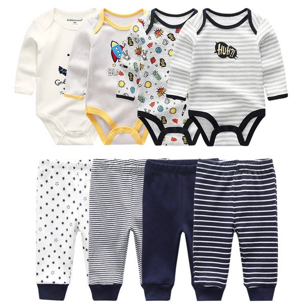 

clothing sets 4pcs baby bodysuits4pcs pants born clothes winter cotton suits girls boys custome roupa de 230331, White