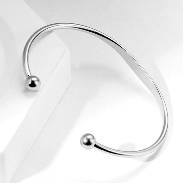 

designer bracelet bangle beautiful fashion stainless steel c-shaped open bracelet double ball jewelery for girls/kidsbangle, Black