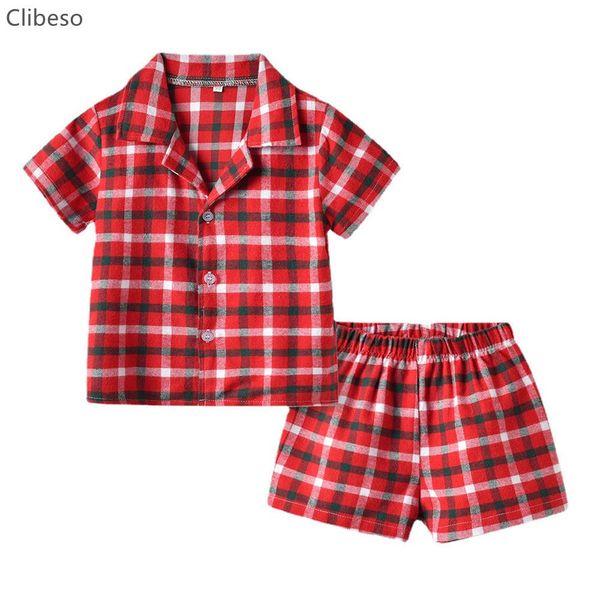 

pajamas children's pajamas set children's summer pajamas boys' short sleeve flat bottom shorts baby home clothing group baby, Blue;red