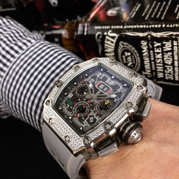 

luxury mechanical watch richar mills rm11-03 swiss automatic movement sapphire mirror imported rubber watchband y86c, Slivery;brown