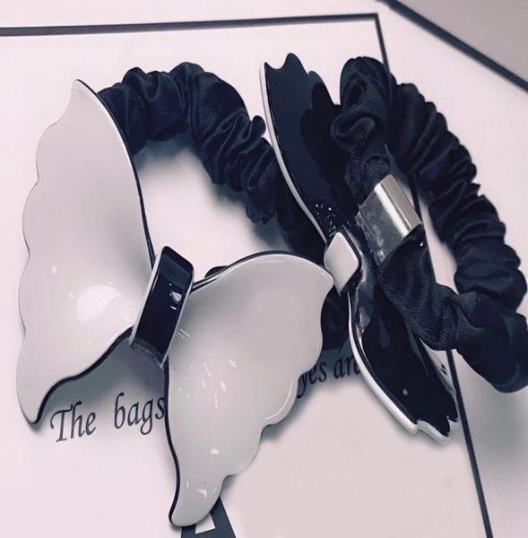 

7x5cm black and white acrylic bow rubber bands c head rope hair ring hairpins for ladies favorite headdress jewelry accessories vi3741621, Pink