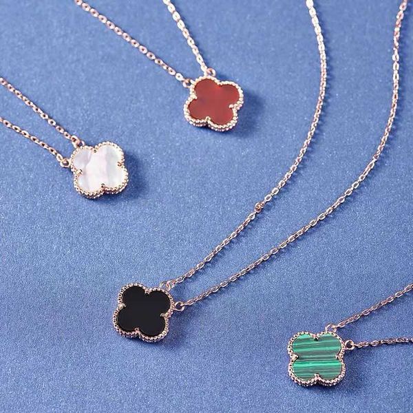 

van clover necklace clover pendant chain women's new light luxury small premium diamond pendant design sense silver sweater chain