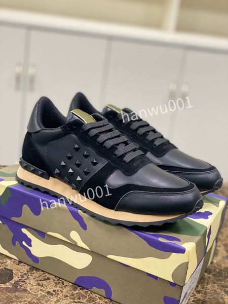 

2023 r casual shoes men women calfskin shoes vintage suede sneakers trainer platform lace leisure shoe, Black