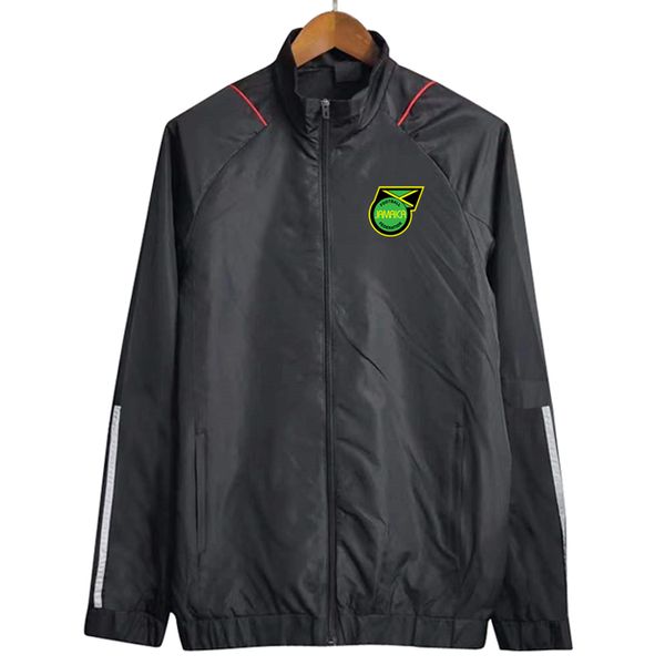 

2023 2024 jamaica mens jackets long sleeve full zipper hooded soccer windbreaker hoodie windproof football jacket sports windbreakers coats, Black;brown