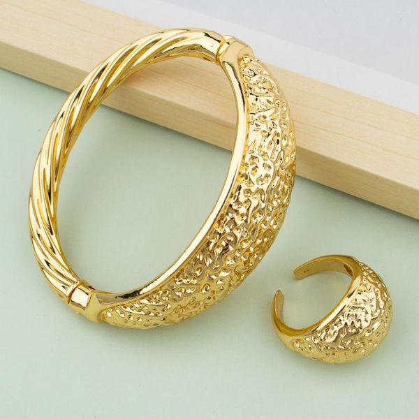 

designer bracelet bangle and ring set for women dubai gold plated bridal wedding ethiopian bracelet arab jewelry charm ip9b, Black