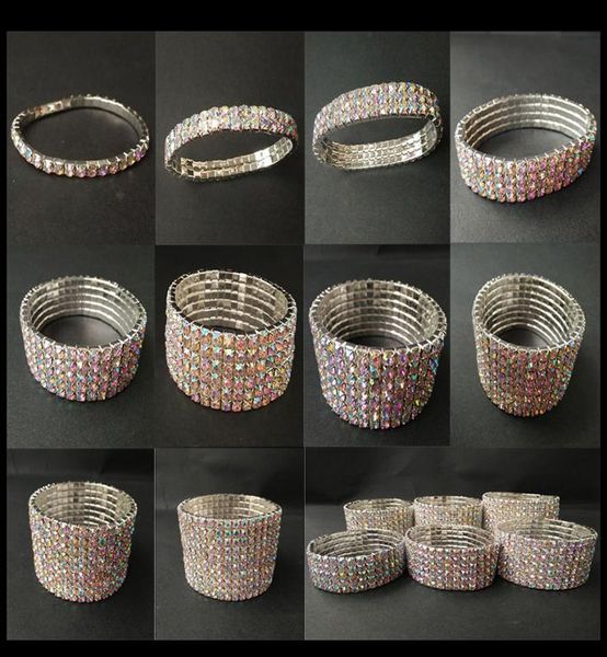 

110 rows ab crystal rhinestone bracelet silver plated luxury bangle bracelets bridal wedding party jewelry for woman6458765, Golden;silver
