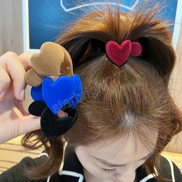 

women's vintage heart hair clip girls acrylic hairpins ponytail holder fashion wedding party headwear hair accessories, Slivery;white