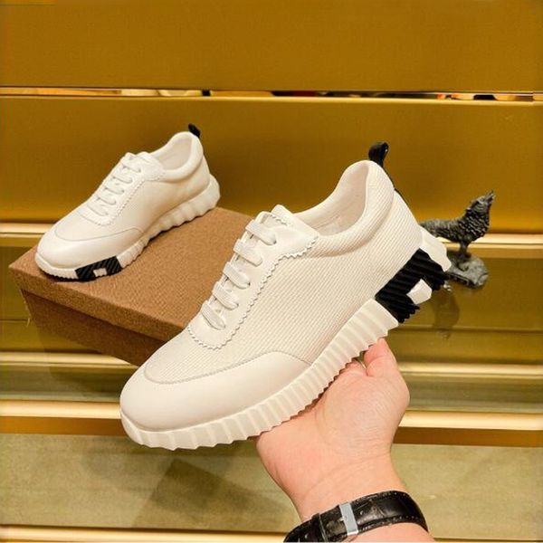

fashion men dress shoes bouncing soft bottom running sneaker paris brand elastic band low weave calfskin breathable casual athletic shoes bo, Black