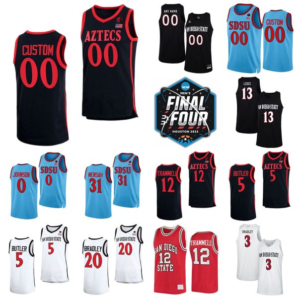 

final four 2023 college 5 lamont butler jerseys basketball san diego state aztecs 13 jaedon ledee 3 micah parrish 0 keshad johnson 31 nathan, Black