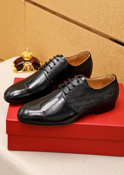 

2023 mens dress shoes formal genuine leather business office oxfords male brand designer classic brogue flats size 38-45, Black